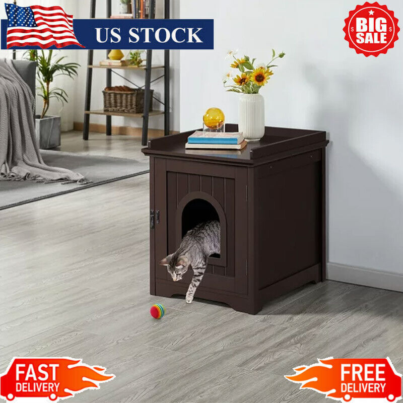 Ed Cat Litter Box Cleaning Enclosure End Tables Small Dog House New