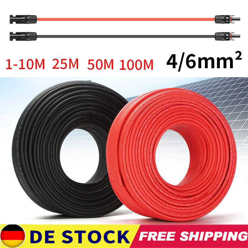 6mm² Verlängerungskabel Rot Schwarz Solarleitung Mit PV