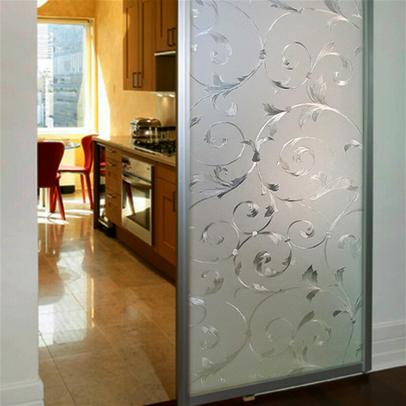 100CM Frosted Static Etched Glass Window Film 3D Floral Decorative Privacy