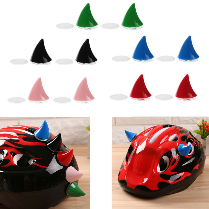 USA 2Pcs Rubber Motorcycle Helmet Devil Horn with Suction Cups_Decor Headwear