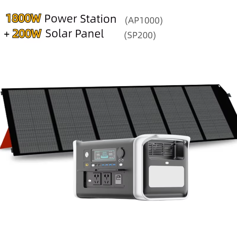 1800W Solar Generator LiFePO4 BAT Power Station for Outages Camping Outdoor Acti