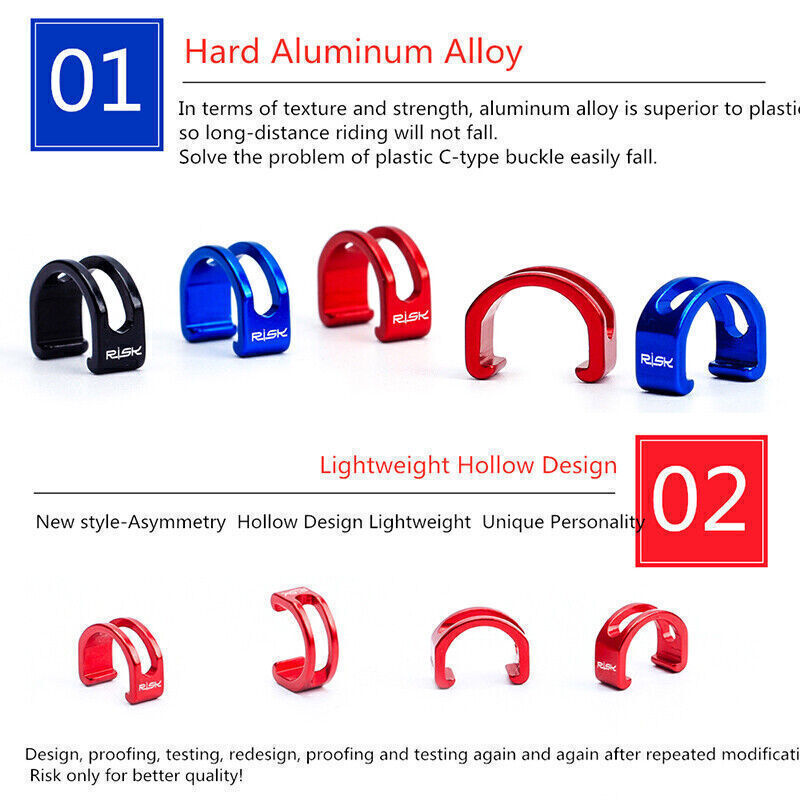 5PCS Aluminum Alloy Bicycle C-Clips Hose Buckle Brake Line Frame Organizer Tools