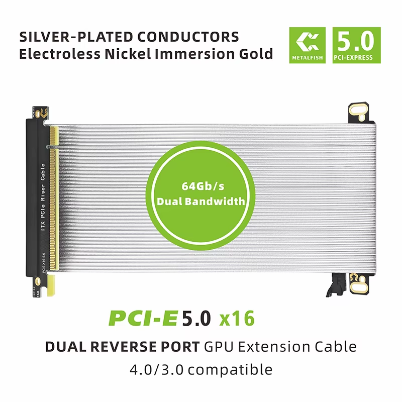 PCIe5.0 x16 Riser Cable GPU Extension Wire for ITX Chassis Mini Compact Case Wit