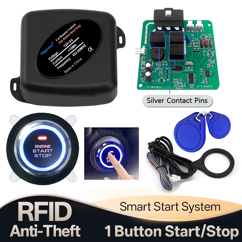 Car Alarm Start Stop Button Engine 2 RFID Keyless Entry System Push Button Start