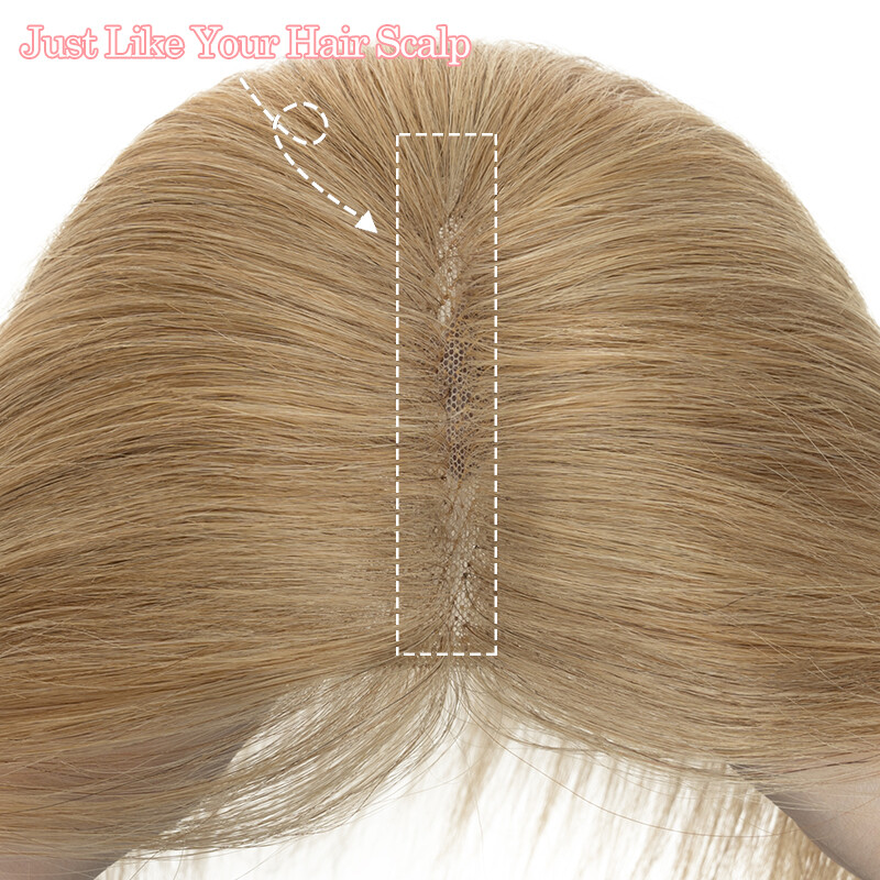 Free Part Lace Base Clip in 100% Remy Human Hair Women Topper Toupee Hairpiece