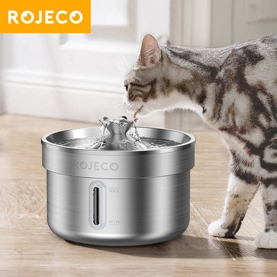 ROJECO Stainless Steel Pet Drinking Founta…