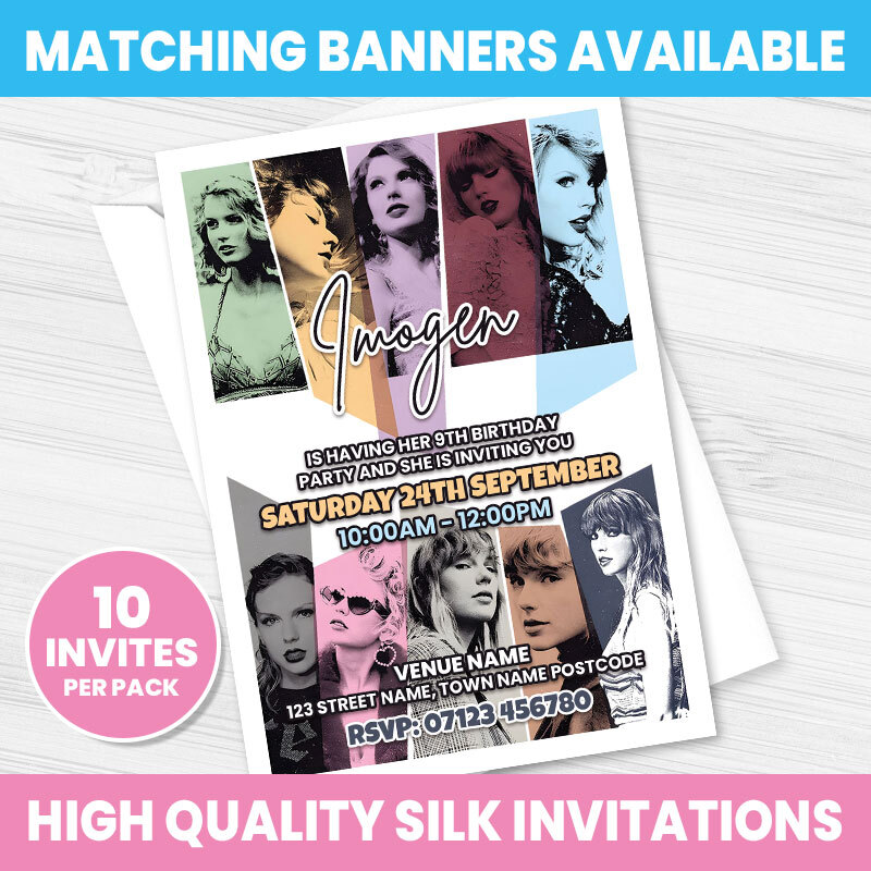 PERSONALISED SWIFTY INVITATIONS BIRTHDAY TAYLOR PARTY INVITES