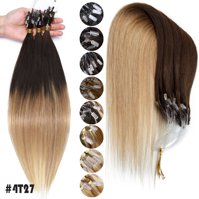 HIGHLIGHT Micro Loop Rings 100% Russian Real Human Hair Extensions Invisible US