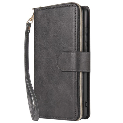 For NUU Mobile A9L Wallet Case 9 Card Zipper Slots Kickstand Flip Leather Case