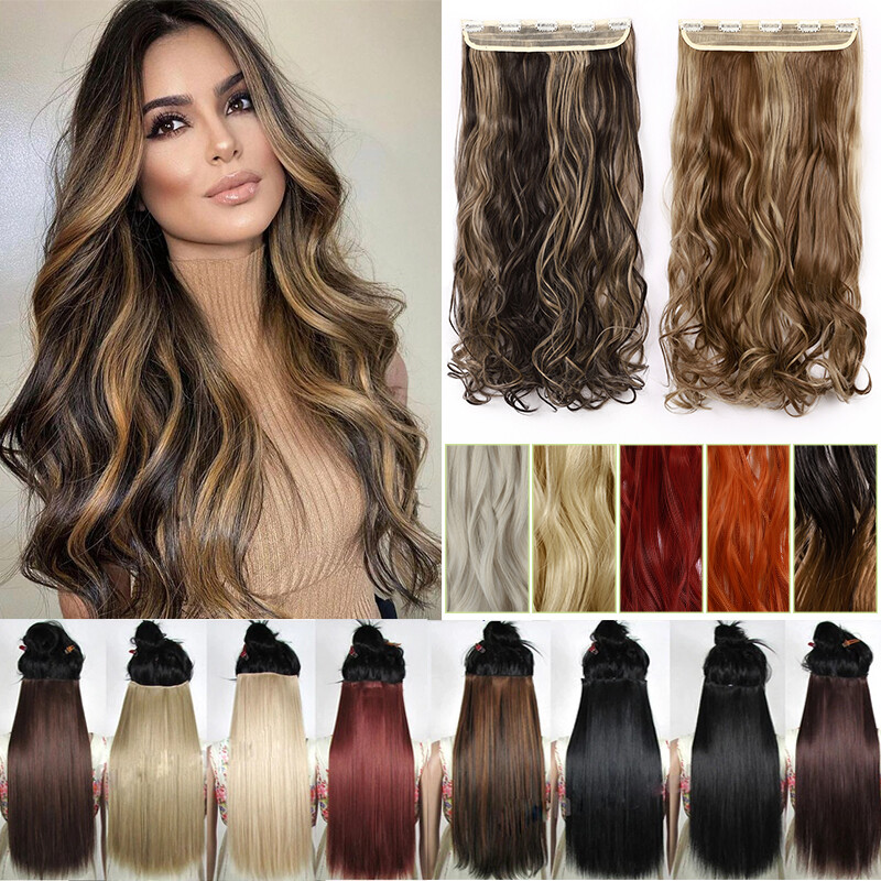 ONE Piece Clip In Hair Extension Full Head Natural For Human Real Long Thick ttT