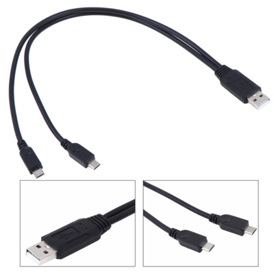 USB 2.0 Male To Male Dual Micro USB Splitter Y Charging Data Cable KE