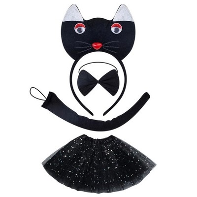 Cats Ears Headband Tail Tutus Bowtie Animal Cosplay Costumes Halloween Party