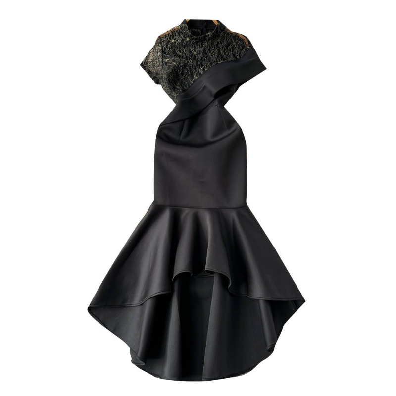 Abito Bodycon A Maniche Corte In Pizzo Con Rouches Slim Da Sera Prom Cocktail