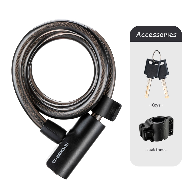 ROCKBROS Bicycle Bike Anti-Theft Security Steel Cable Lock Chain Portable Safety