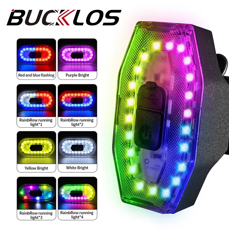 Bike Rear Tail Light 560 MAh Bicycle Lights Memory Mode Rainbow LED Warning Rech