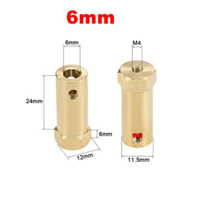 3mm/4mm/6mm M4 Brass Hexagon Extended Rigid Gear Motor Shaft Coupling for RC Car