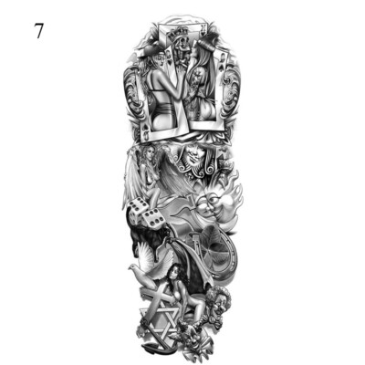 Water Transfer Tattoo Sticker Full Sleeve Leg Arm Temporary Fake Tattoo Body Art