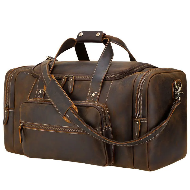 Vintage Full Grain Genuine Genuine Leather Travel Duffle Bag Luggage Carry on