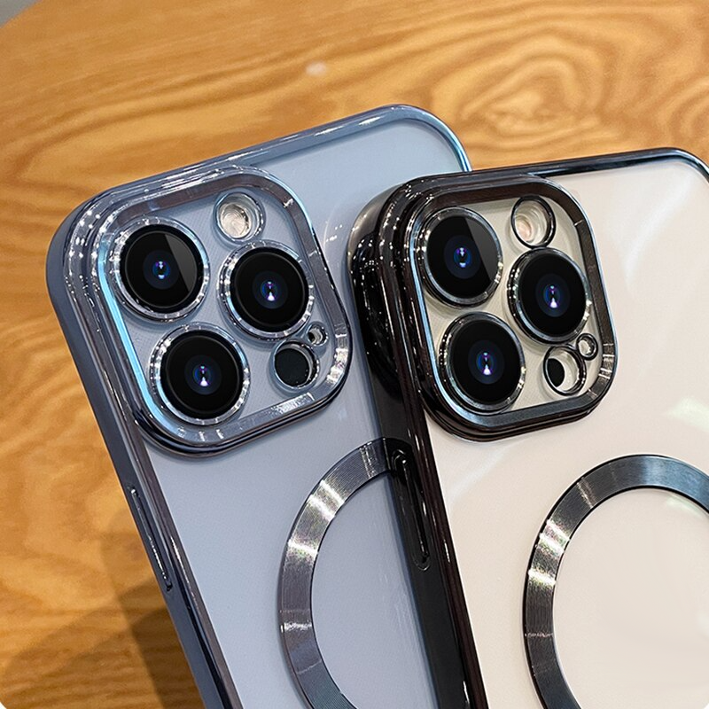 For Apple iPhone 15 14 13 12 11 Pro Max Case Mag Safe Magnetic Camera Lens Cover
