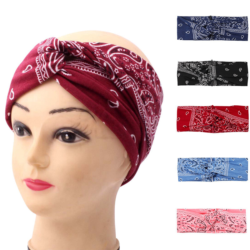 Women's Bandana Print Headband Paisley Twisted Hair Wrap Headwear Hair Accessory eBay