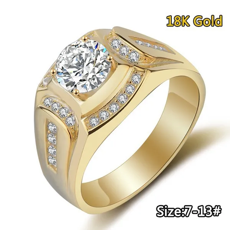 Plated Rings for Men Wedding Engagement Cubic Zirconia Diamond Men'S Ring