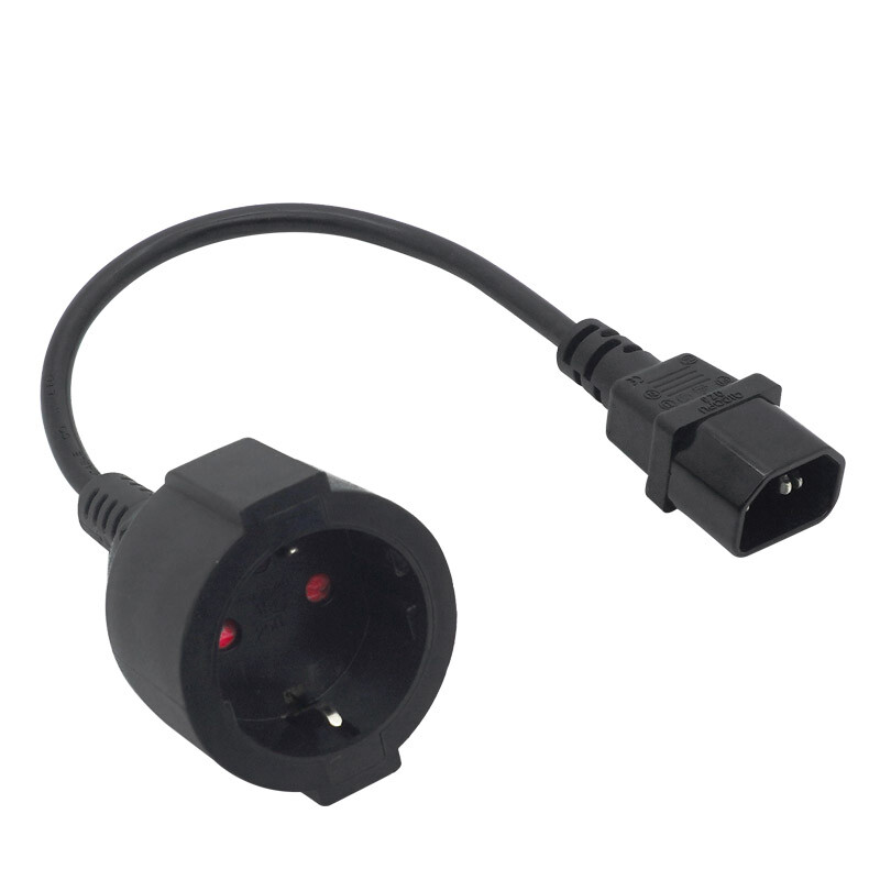 UPS PDU Power Extension Cord IEC 320 C14 Male To Schuko European Female Adapter