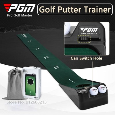 PGM Golf Putting Mat Mini Golf Putter Trainer Training Green Atuo Ball Return