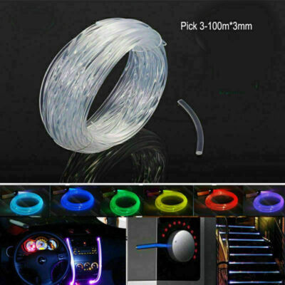 3-100M* 3mm Car Home LED Lighting Decoration Side Glow Fiber Optic Cable New US