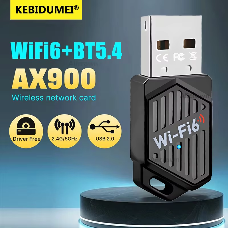 900Mbps USB WiFi 6 Bluetooth 5.4 Adapter Dual Band 2.4G 5G Wireless External Rec