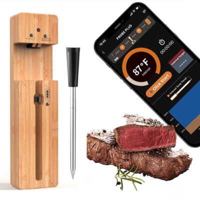 Wireless Meat Thermometer Bluetooth, Food Thermometer with Waterproof Probe