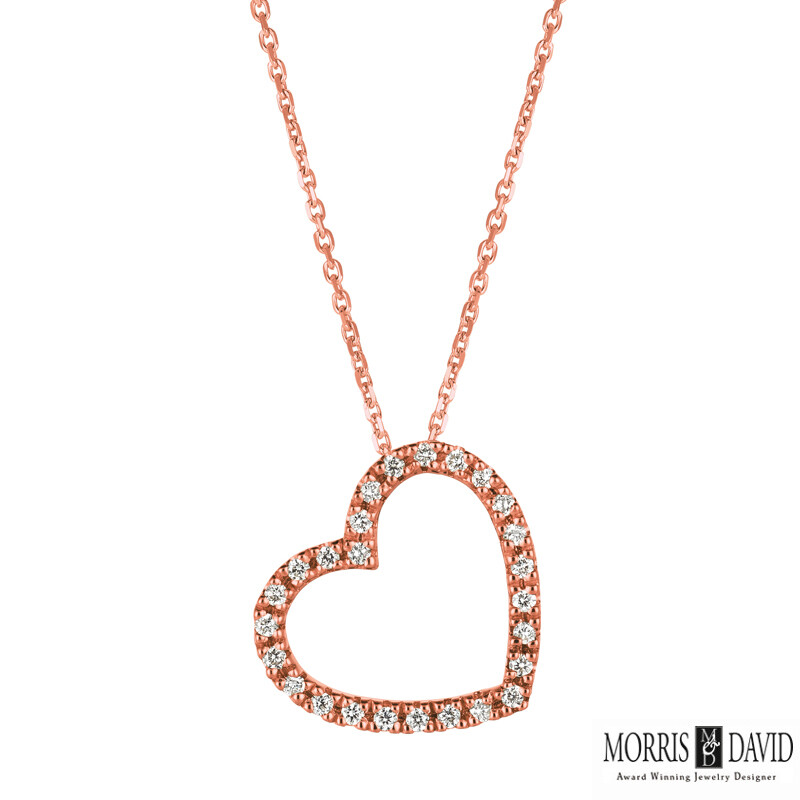 Pre-owned Morris 0.25 Carat Natural Diamond Heart Necklace Pendant 14k White Gold Si 18''