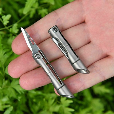 Portable Titanium Survival Pocket Folding Key Shape Mini Key Chain Knife Camping