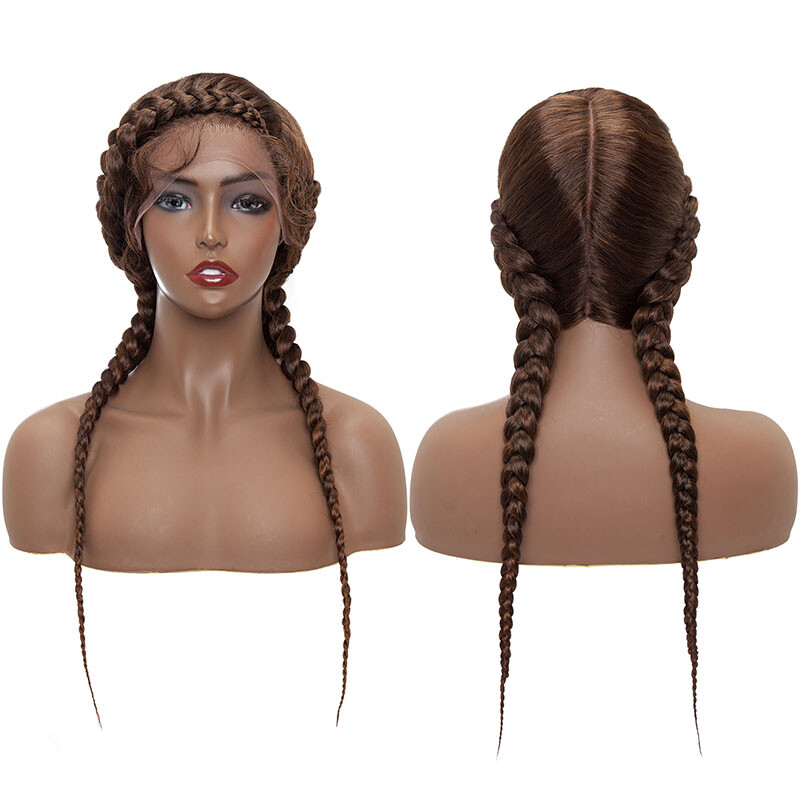 Long Box Braided Wigs Synthetic Lace Front Wig Burgundy Wig Heat Temperature Wig