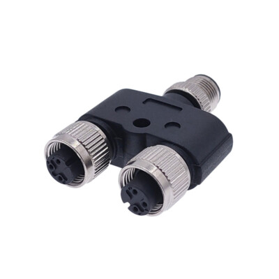 M12 Sensor Connector Male to 2 female Y Splitter Male to 2xM12 Female Connector