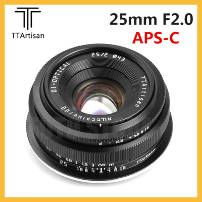 TTartisan 25mm F2.0 APS-C MF Lens for Fuji Canon Nikon Sony M4/3 Leica Sigma L