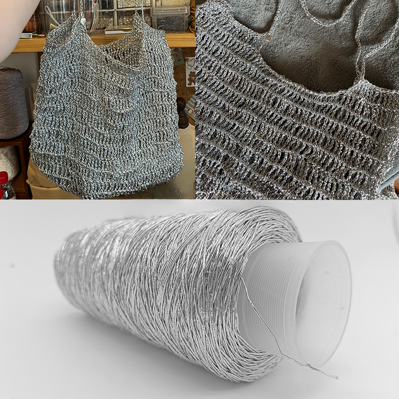 200g Sparkling Metallic Crochet Yarn 1mm Shiny Woven Wire Kniting Thread Sewing