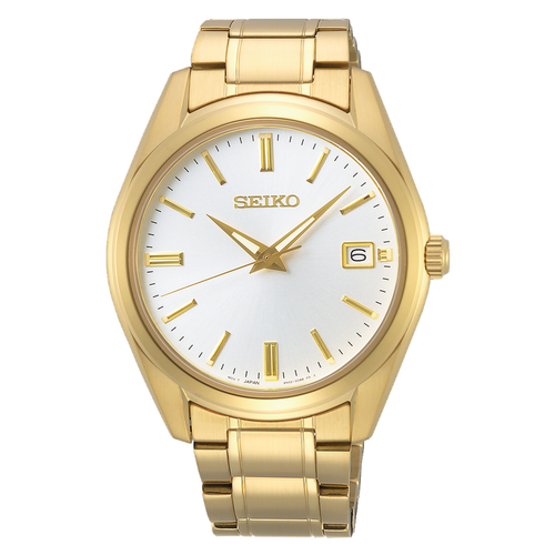 Pre-owned Seiko Men's Essentials Gold Tone Stainless Steel Bracelet Wrist Watch Sur314