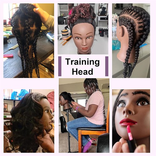 100% Real Human Hair Mannequin Head Practice Styling Training Manikin Doll+Stand