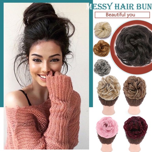 Real Natural Curly Messy Bun Hair Piece Scrunchie Hair Extensions Updo as Human