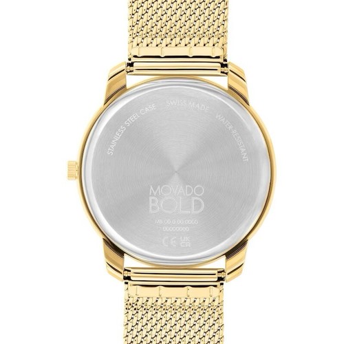 Pre-owned Movado Brand  Bold Thin Men's Gold Tone Stainless Steel Quartz Watch 3600903