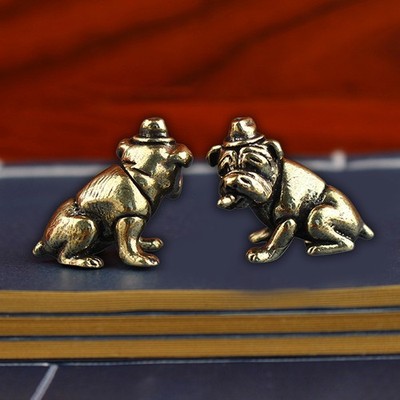 Cute Pet Dog Brass Figurines Shar Pei Animal Desk Decoration Home Decor Gift