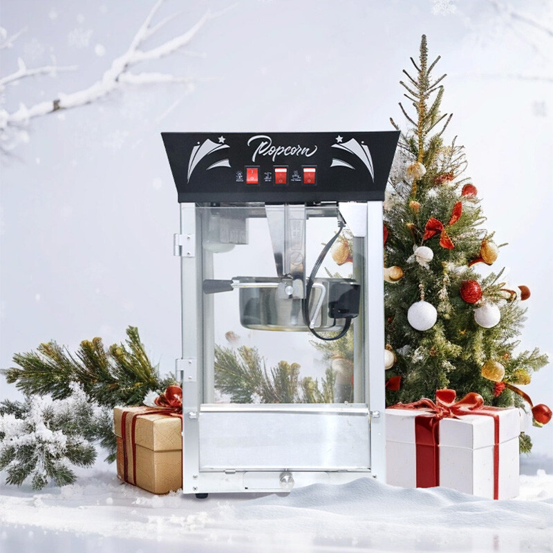 Commercial Popcorn Maker Machine 12 oz Kettle Tempered Glass Warming Deck 850W