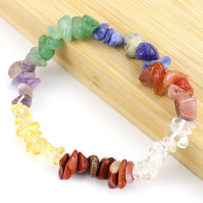 7 Chakra Natural Colorful Quartz Crystal Healing Gravel Strings Bracelet Reiki