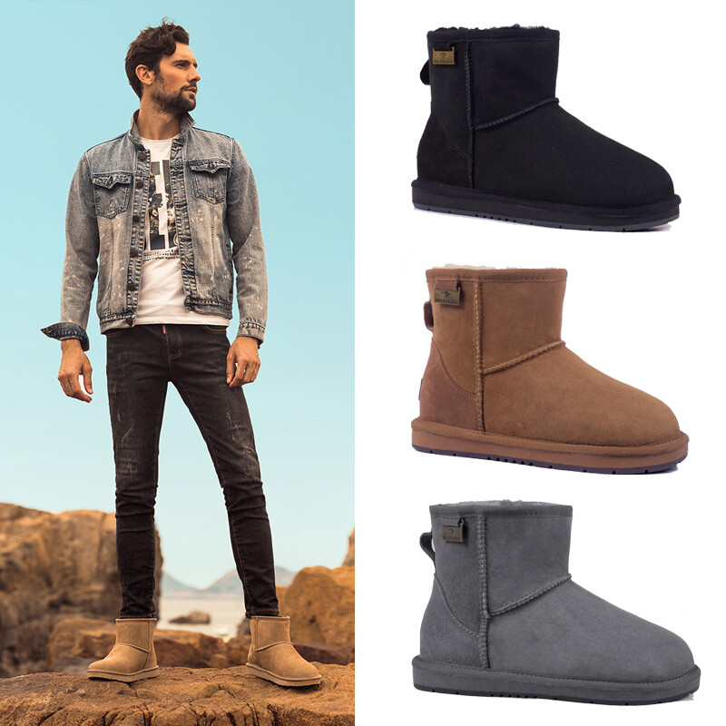 【SALE】UGG Boots Womens Men Australian Sheepskin Wool Mini Classic Boots Non-slip