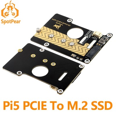 Raspberry Pi 5 PCIe to M.2 NVMe SSD Adapter Board (D) HAT Pi5-2280-2242-2230