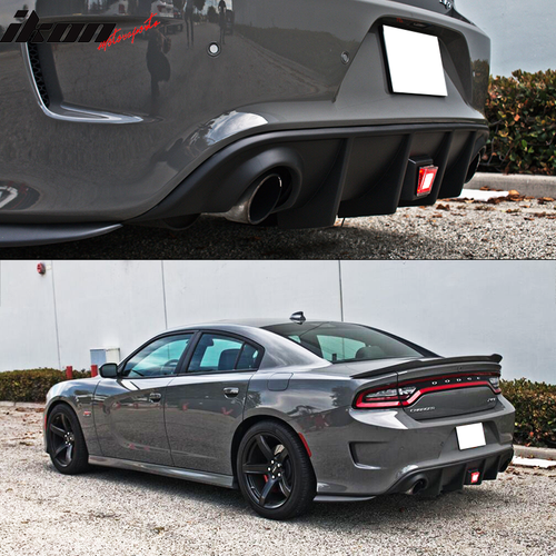 Fits 15-23 Charger SRT Rear Bumper Diffuser Valance W/ LED Brake Light Lamp