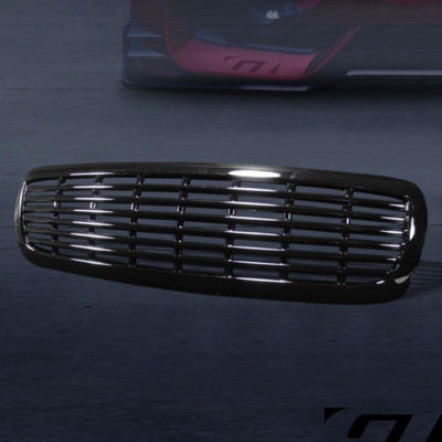 For 1997-2004 Dakota/Durango Gloss Black Horizontal Billet Front Bumper Grille