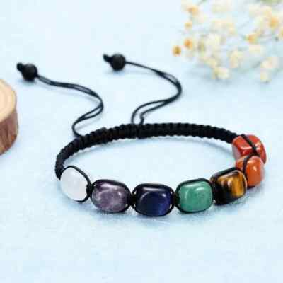 New Bracelet 7 Chakra Stone Reiki Healing Crystal Natural Gemstone Braided Rope