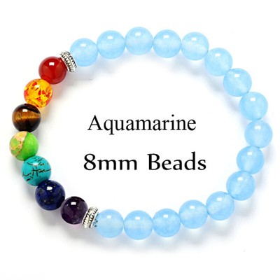 Natural 8MM Lake Blue Gemstone Bracelet Men Women Healing Stone Chakra Jewelry