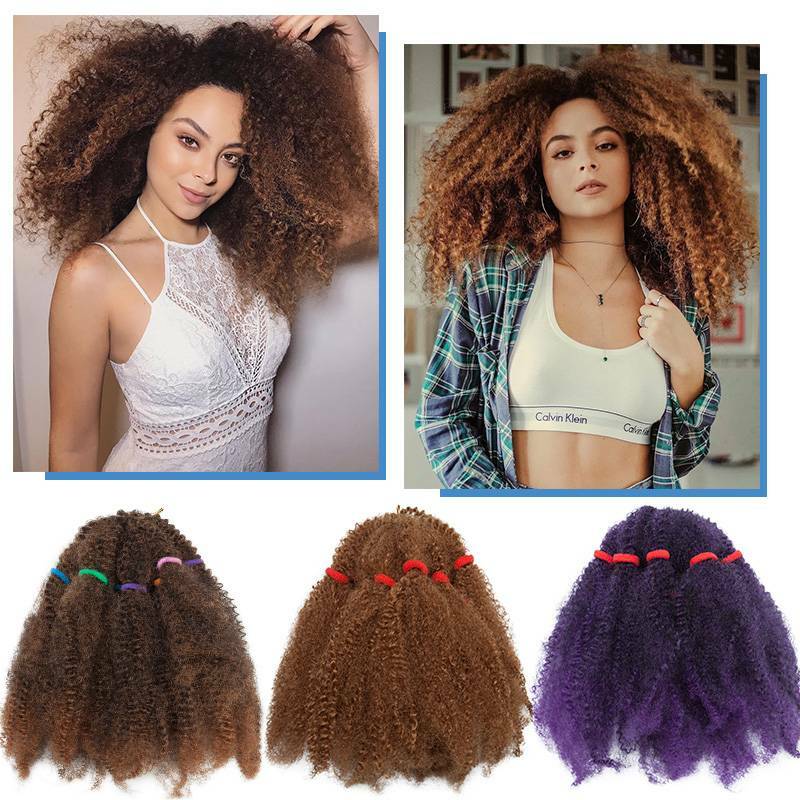 Afro Kinky Bulk Hair Extension Curly Twist Crochet Braids 100% Natural as Human